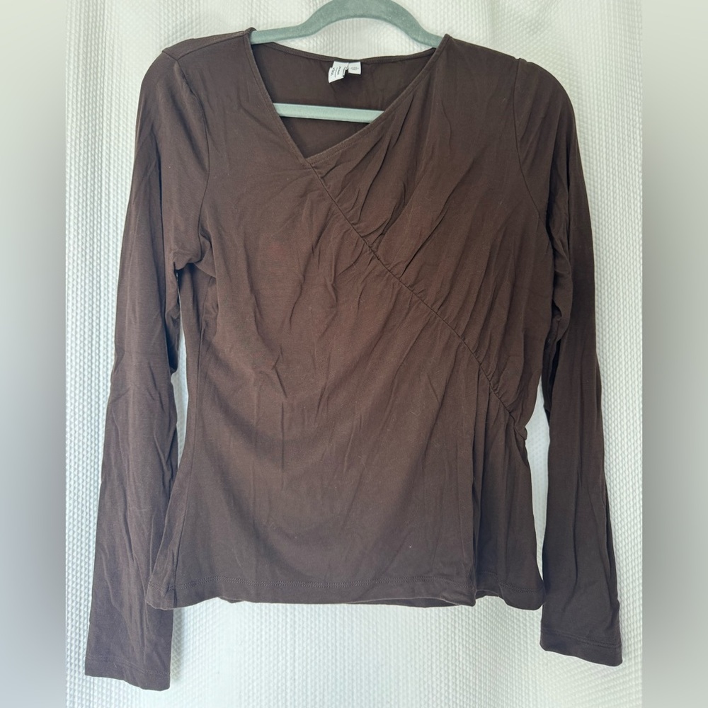 & Other Stories Brown Long Sleeve Asymmetric Women's Top